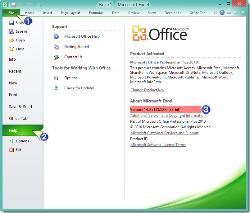 Hình 1. Phiên bản Microsoft Office 32-bit
